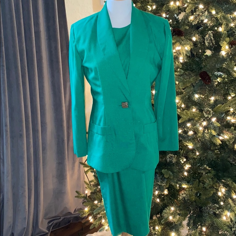 Vintage kelly green dress set